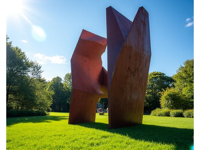Sculpture de jardin monumentale en métal abstrait